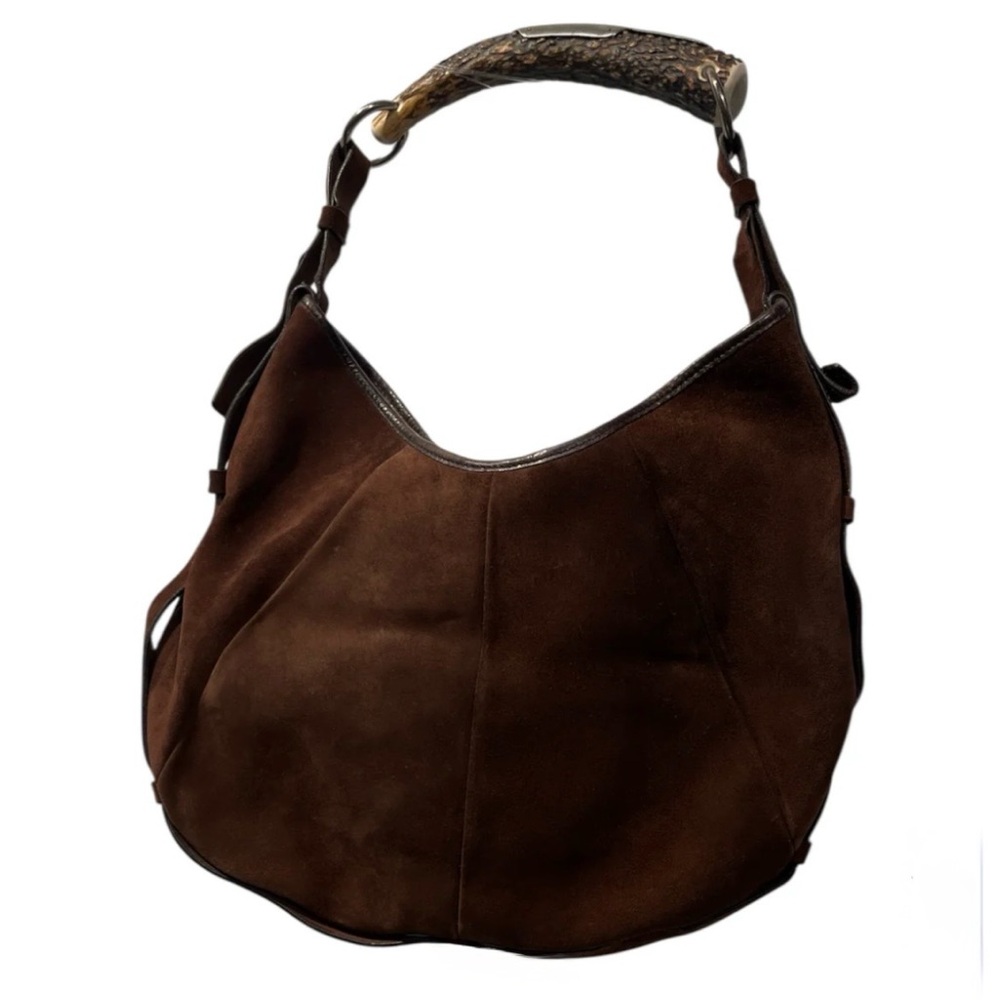 Yves Saint Laurent Brown Suede Mombasa Bag - Picture 2 of 6